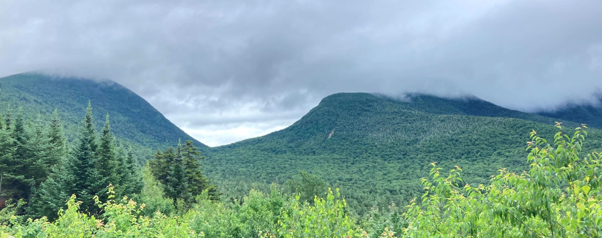 Beautiful view of White Mountains from Hancock Overlook along Kancamagus Highway in New Hampshire